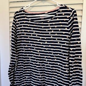 Striped Long Sleeve Top with Gold Polka Dots